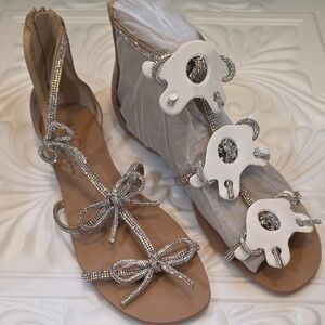 INC Gertrude Rhinestone Elegant White and Silver Women's Sandals NEW $99 Sz 9